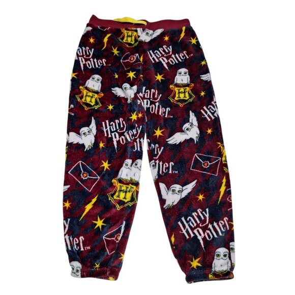 Harry Potter Pants Womens Medium Red Wizard Hogwarts Owl Hedwig Fuzzy Pajama - Picture 7 of 7